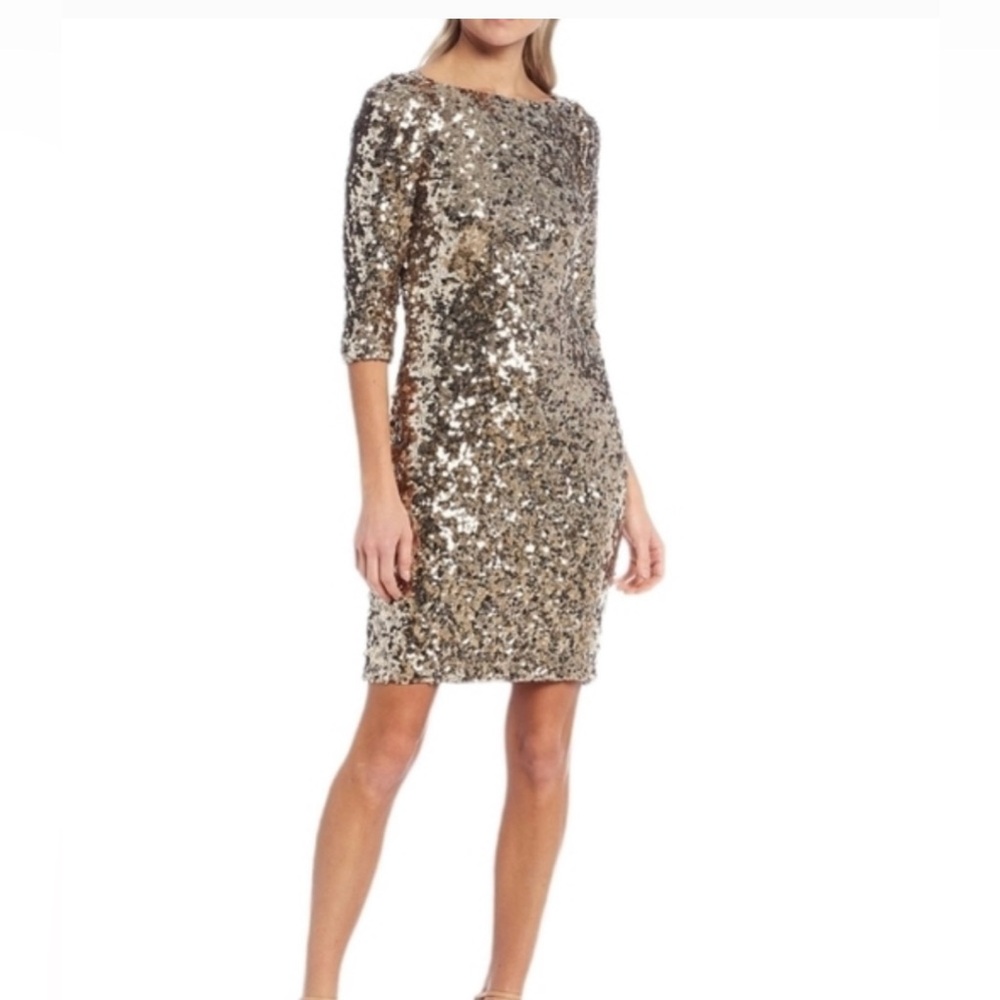 Antonio Melani dress size 6 stunning gold sequined evening dress PERFECT ❤️❤️